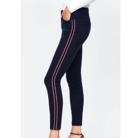 Zara Basic Z1975 Denim skinny navy side stripe jeans 4 - Picture 1 of 15